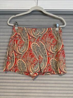 New Zara Women’s Red Paisley Pattern Shorts